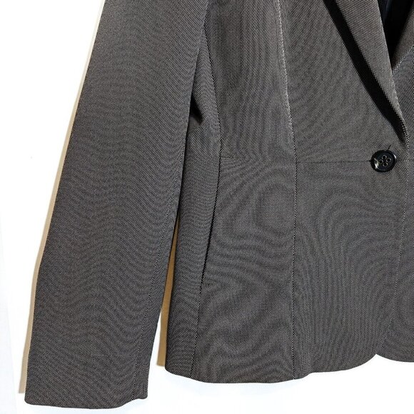 Perri Cutten Birdseye Jacket Blazer Size 8 Black Business Corporate Stretch Dot - Picture 3 of 8